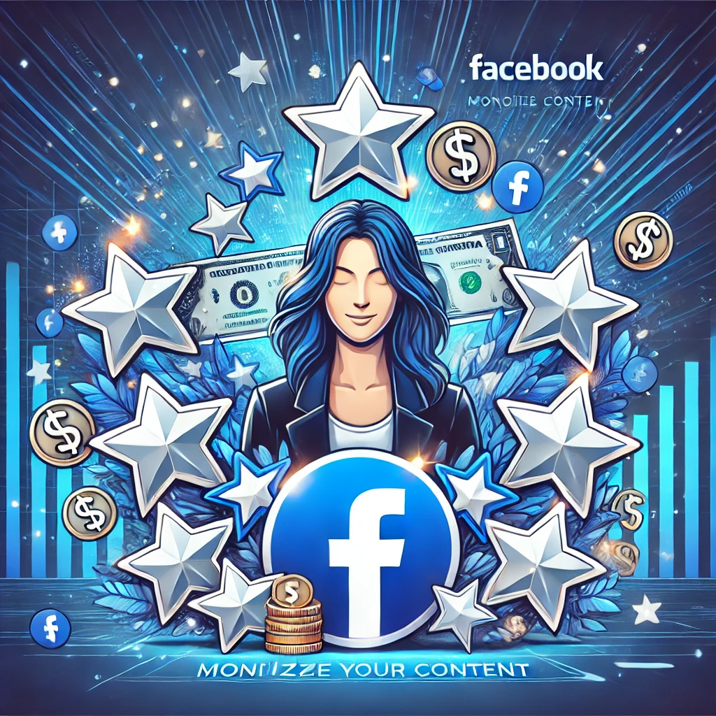 create a image for this title Facebook Stars: Monetize Your Content